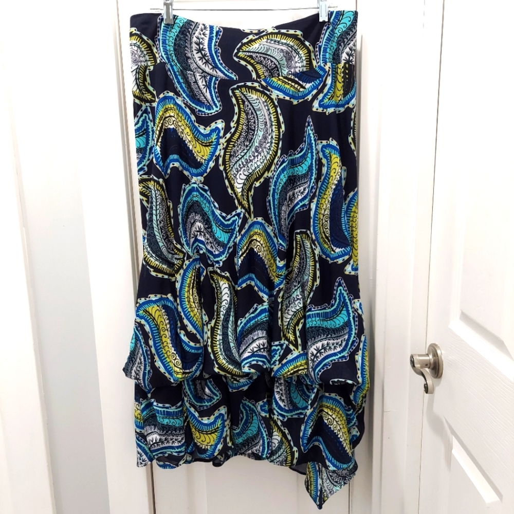 Lane Bryant multi colored skirt Under Slip Elastic Waist Ruffels Size 14/18